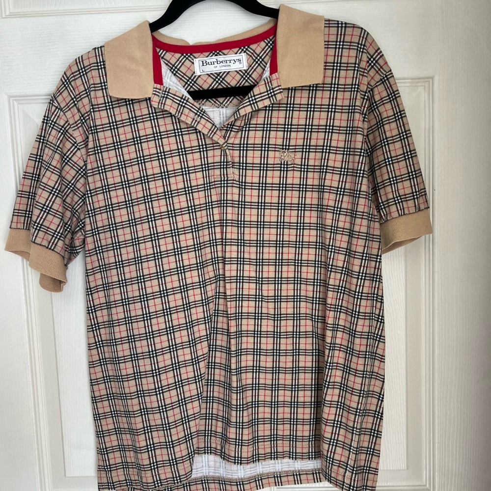 Vintage Burberry Polo Shirt with Nova Check Pattern